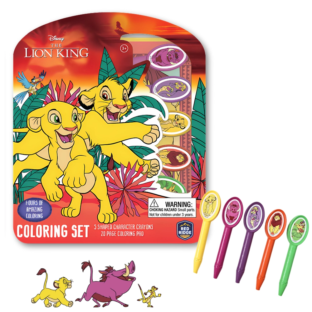 Disney Lion King Coloring Set - 20-Page Coloring Pad 5 Shaped Character Crayons