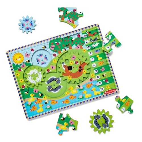 Animal Chase I-Spy Wooden Gear Puzzle - 36 months - 10 years 24 pieces