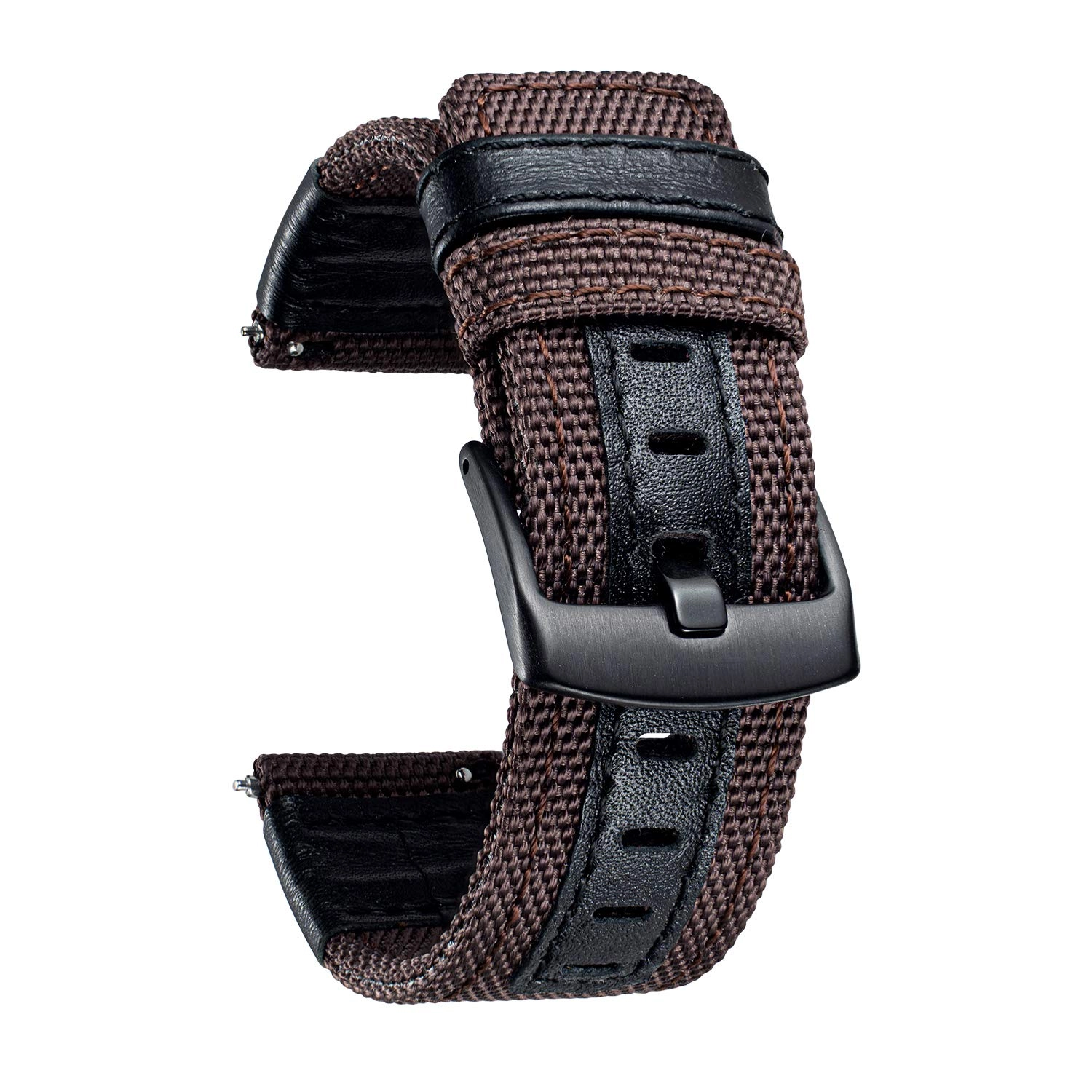 20mm 22mm Canvas Leather Hybrid Watch Band for Amazfit Bip/GTR/GTS/Pace/Stratos - 42mm 47mm
