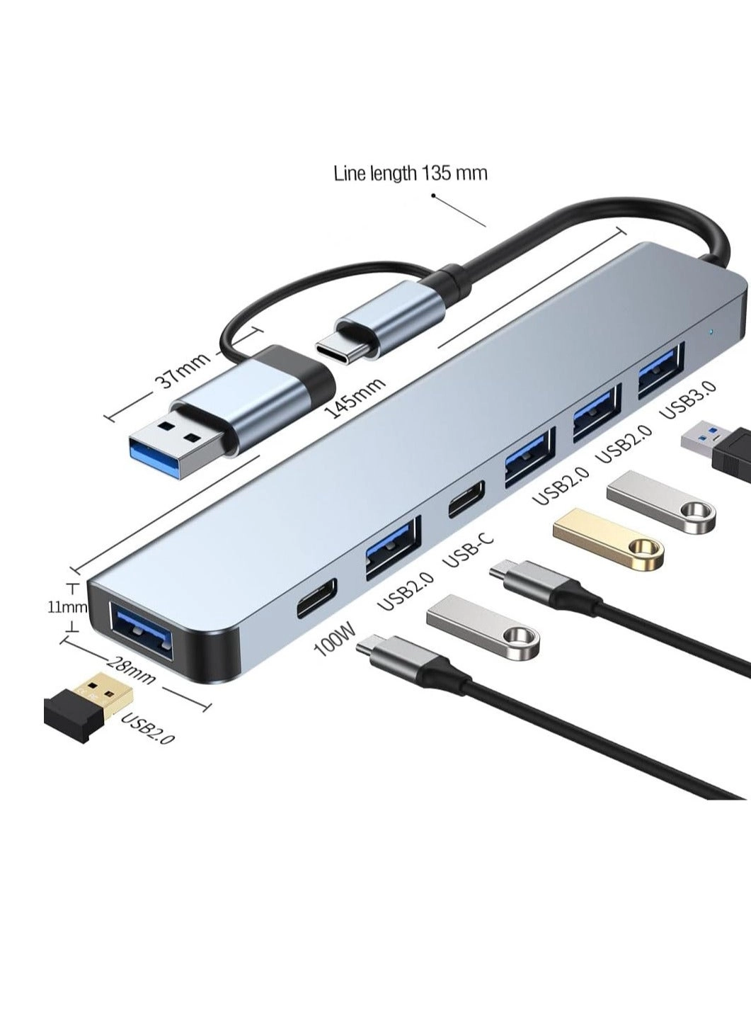 USB C Hub - 7 in 1 1 x USB 3.0