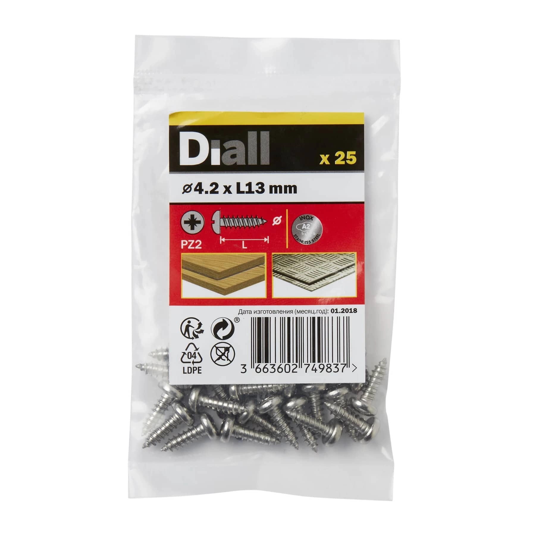 Diall Stainless Steel Self Tapping Screw Pack 4.2mm 13mm