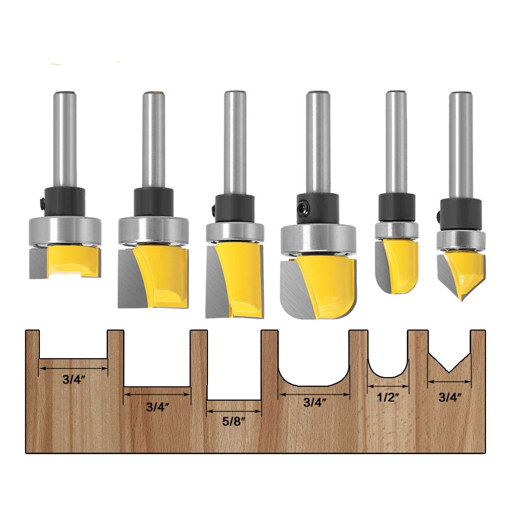 Router Bit Set - 1/4 Inch 6Pcs