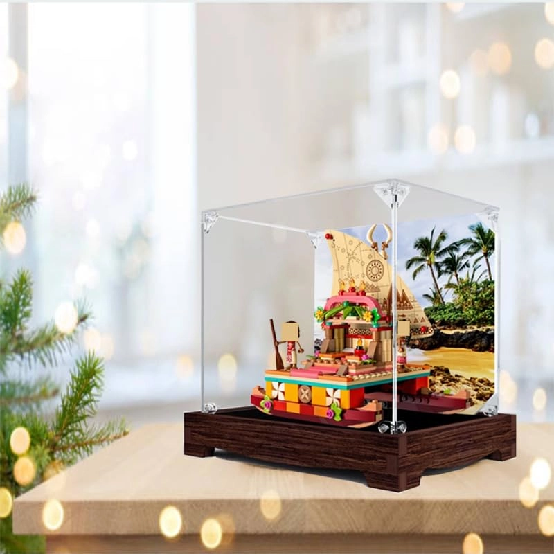 Clear Acrylic Display Case (43210) - 9.05x6.69x7.87in. Black Bottom+background