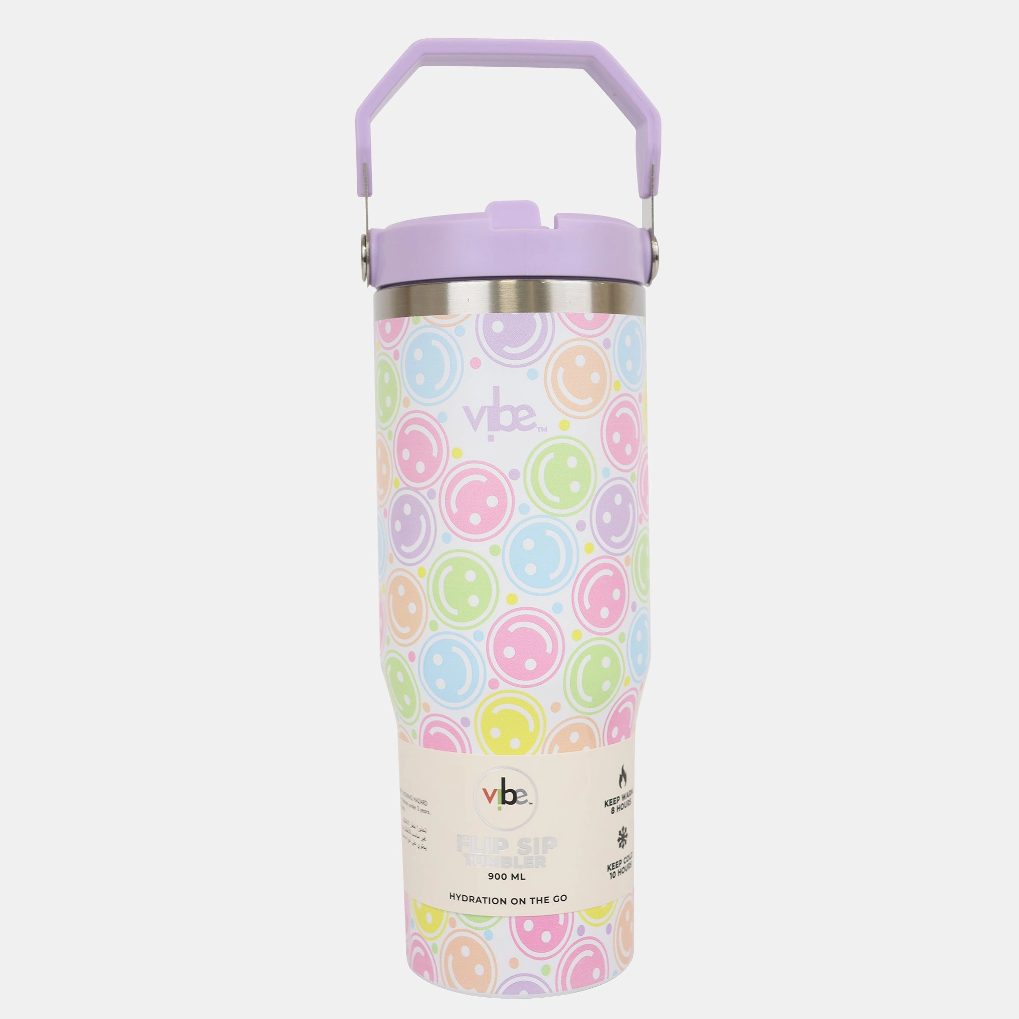 Vibe Smiley Insulated Bottle Flip Straw 900 ml