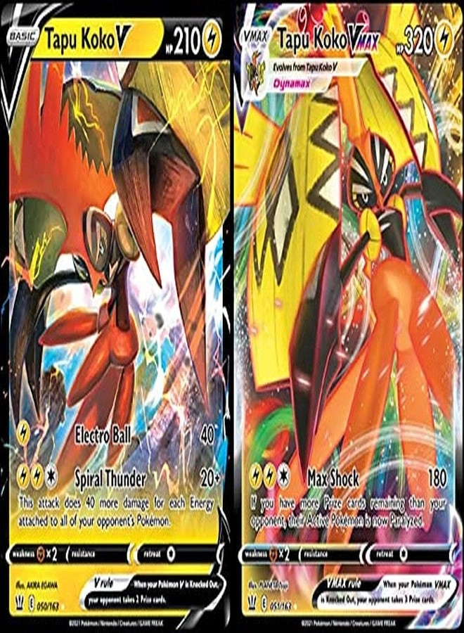 Pokémon Tapu Koko V & Vmax Ultra Rare Card Set - 050/163 & 051/163 - Battle Styles Sword & Shield