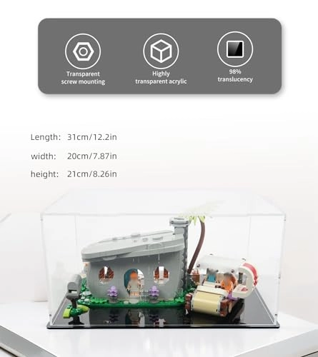 Acrylic Display Case - 31x20x21 cm Compatible with LEGO Ideas 21316 The Flintstones Home and Footmobile