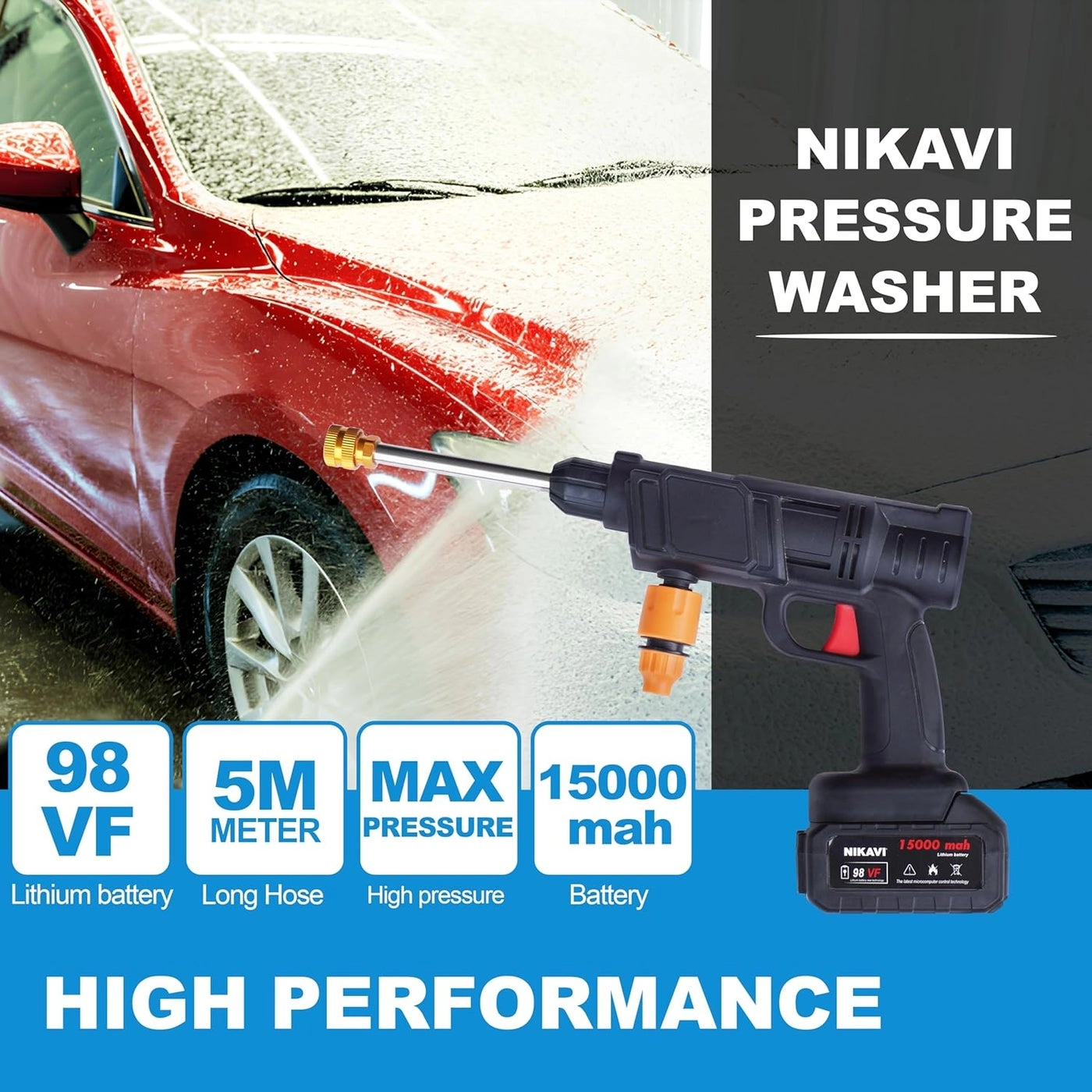 Cordless Pressure Washer - 21V 30Ah Max 450PSI