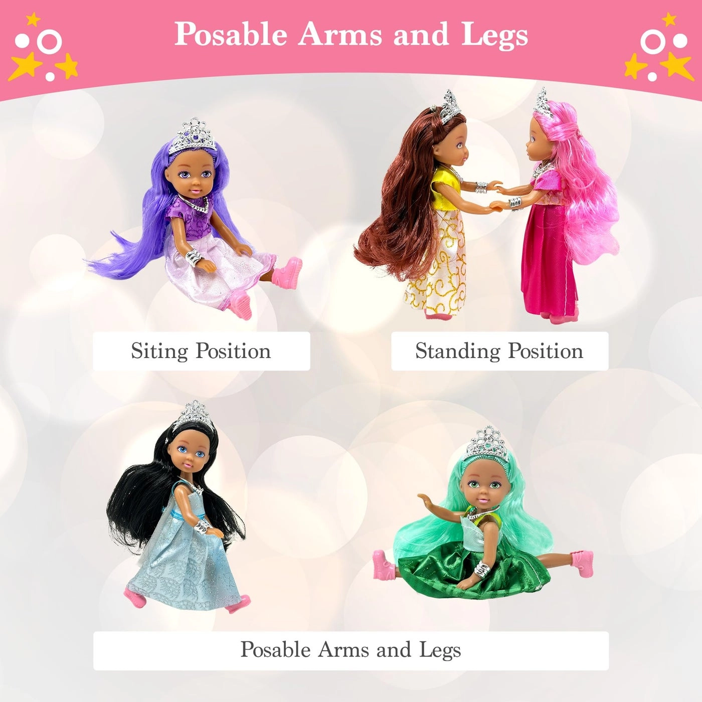 Belle of the Ball Princess Dolls - 6pc 5.5" Caucasian Ages 3+