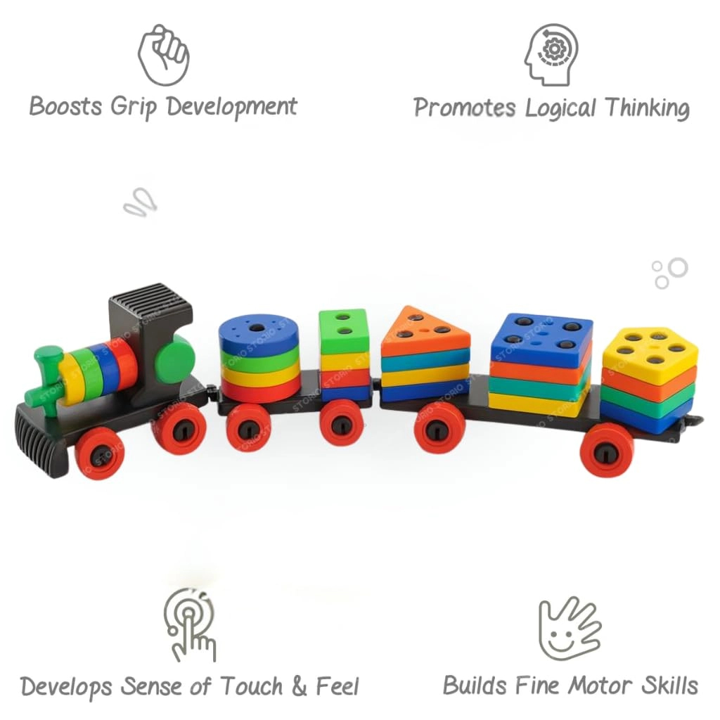 Shape Sorting Stacking Train - 3 Years And Up 1 Piece