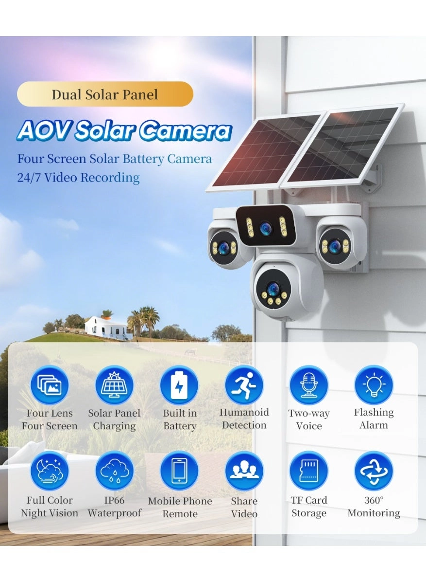 4 Screens AOV Solar Surveillance Camera