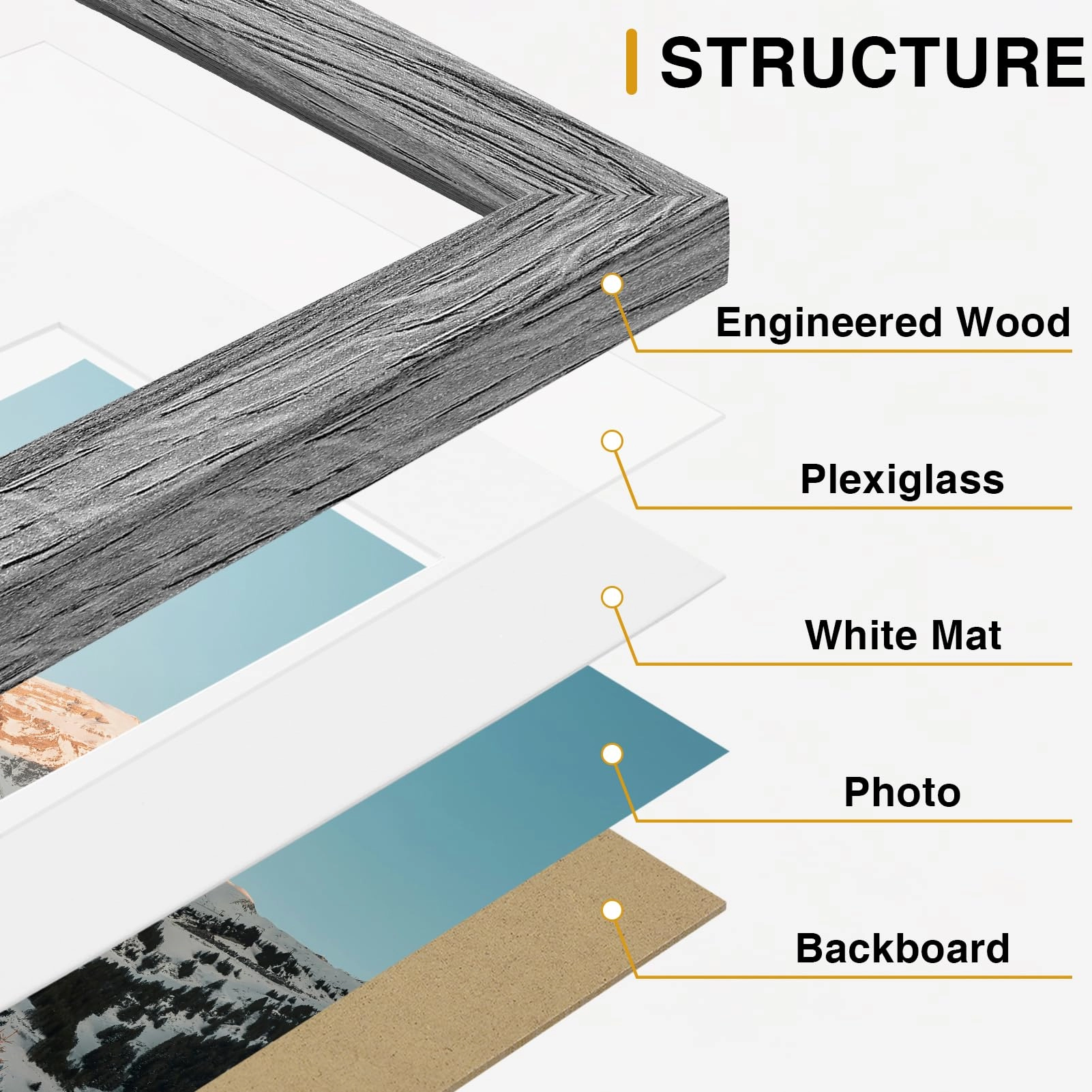 Picture Frames Set - 10 Pack Rustic Grey