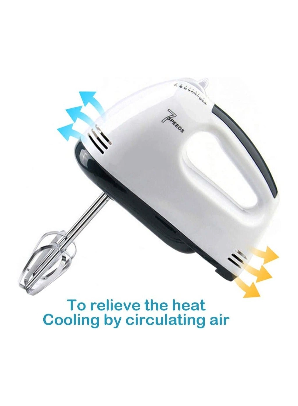 Electric Cake Hand Mixer - 7 Speeds 4 Stainless Steel Accessories UK Plug