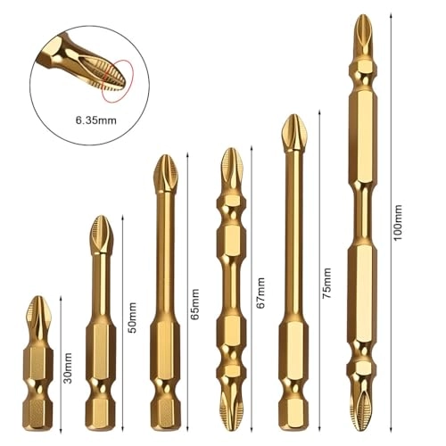 Magnetic Phillips Drill Bits - 6Pcs