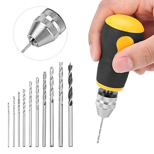 Micro Mini Hand Drill - 10 pcs Twist Drill Bits 0.8-3.0mm Precision Pin Vise