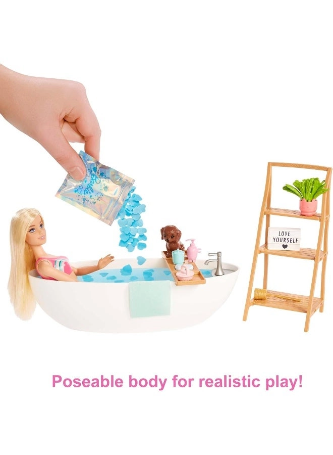 Doll - Blonde + Bathtub Playset - Confetti Soap & Accessories