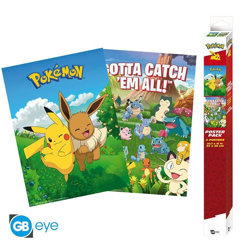 ABYstyle Pokemon - Set 2 Chibi Posters Colourful Characters - Laminated paper 52 x 38cm