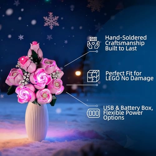 LED Light for LEGO Botanical Bouquet of Pink Roses 10374