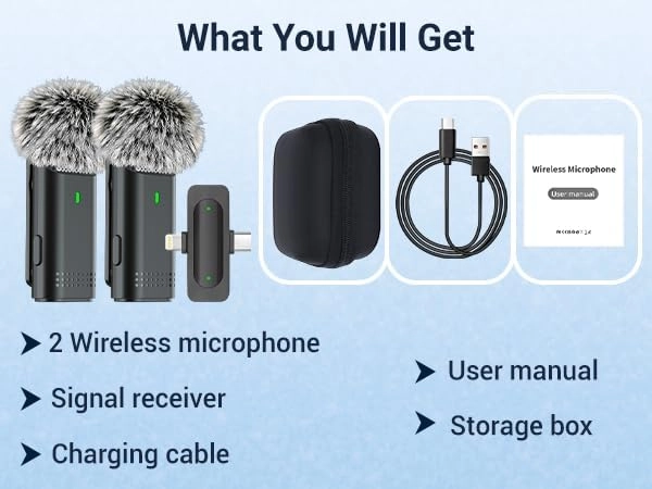 wireless lapel microphone - 2 Pack 2.4GHz