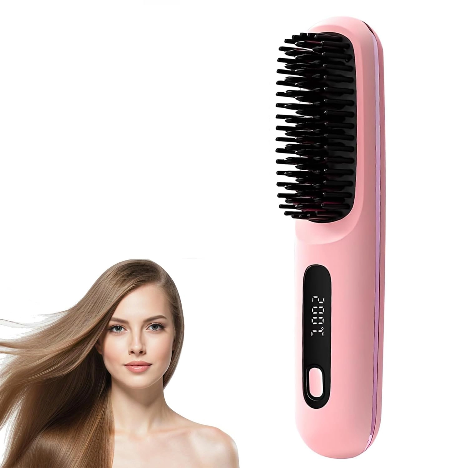 Go Brush Pro Straightener Brushs - Cordless 3 Temps Pink