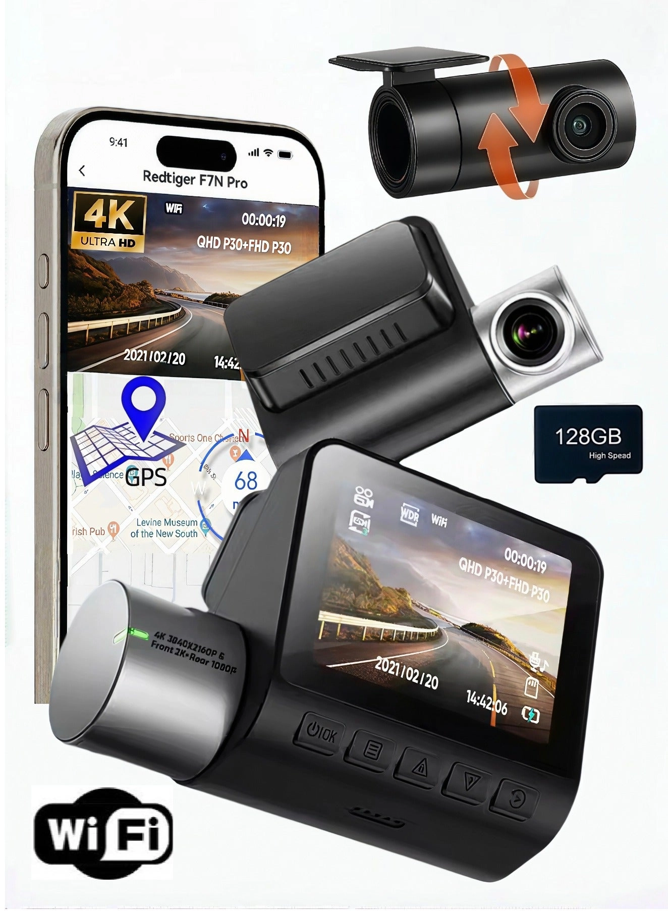 4K High Definition WiFi Bluetooth Driving Recorder Reversing Image