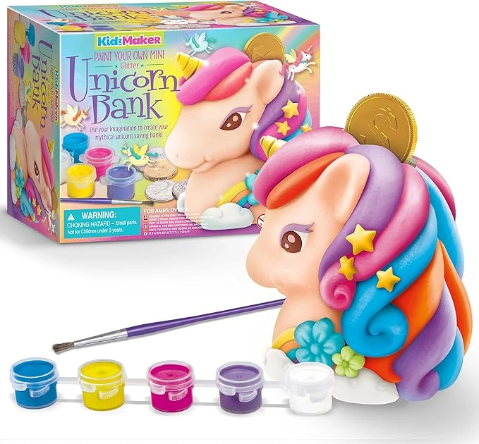 Paint Your Own Mini Glitter Unicorn Bank - Multicolor Suitable for 8 years & above