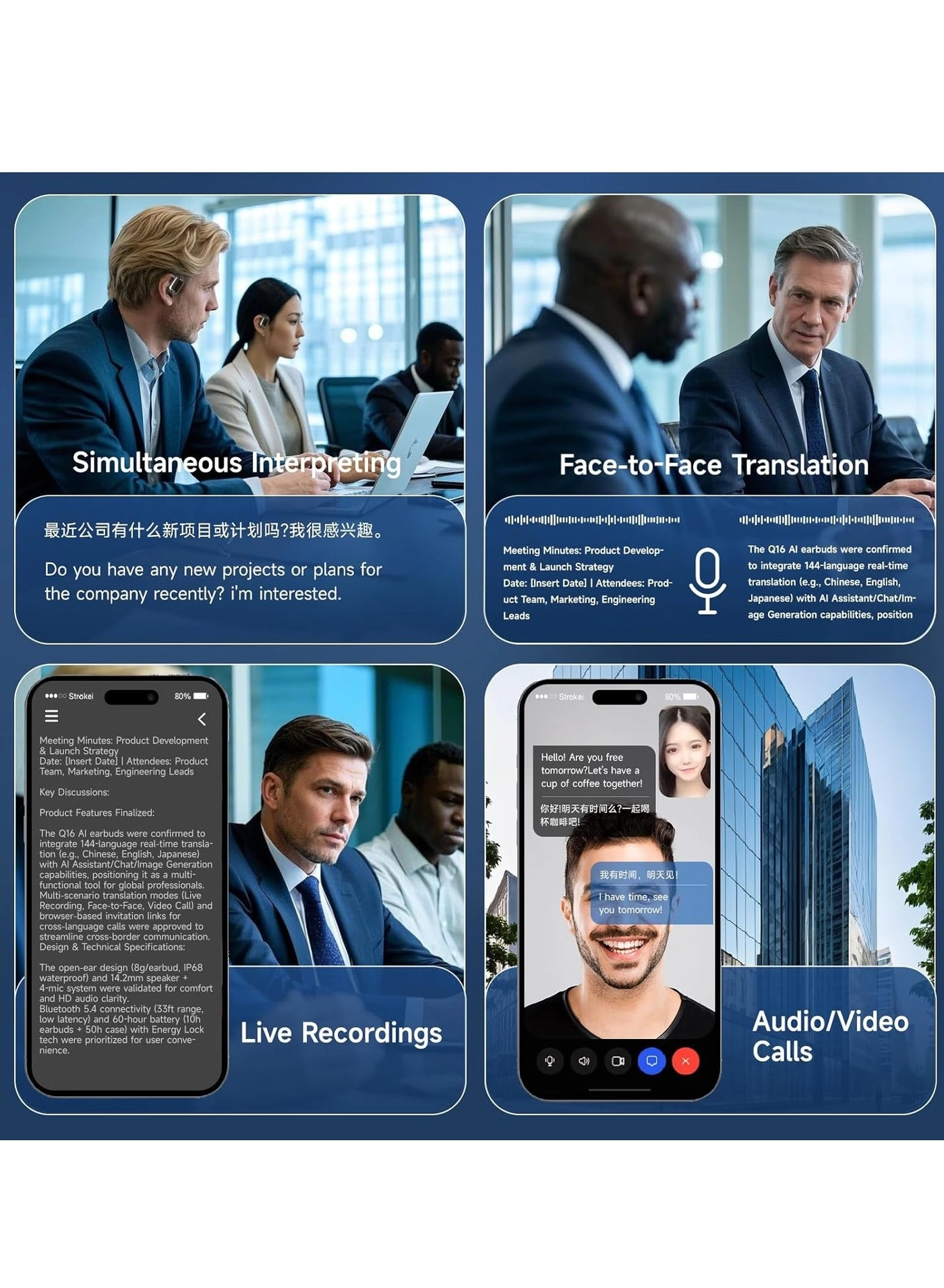 Wireless translation headset - 144 Languages