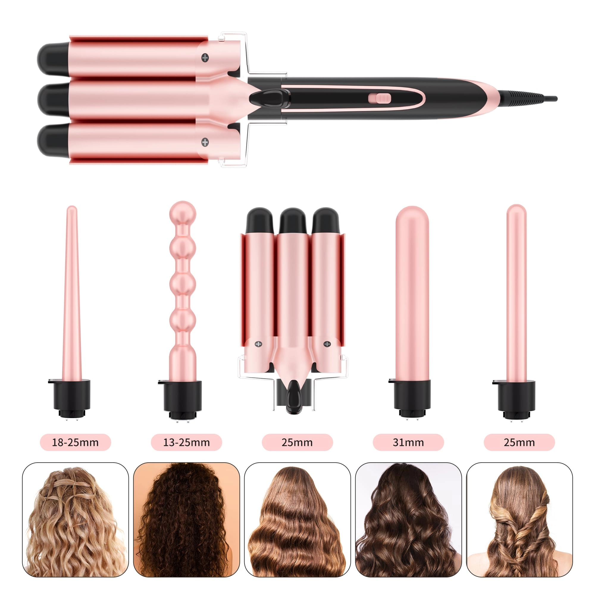 5-in-1 Curling Iron - 1.49inch 0.35"-1.25"