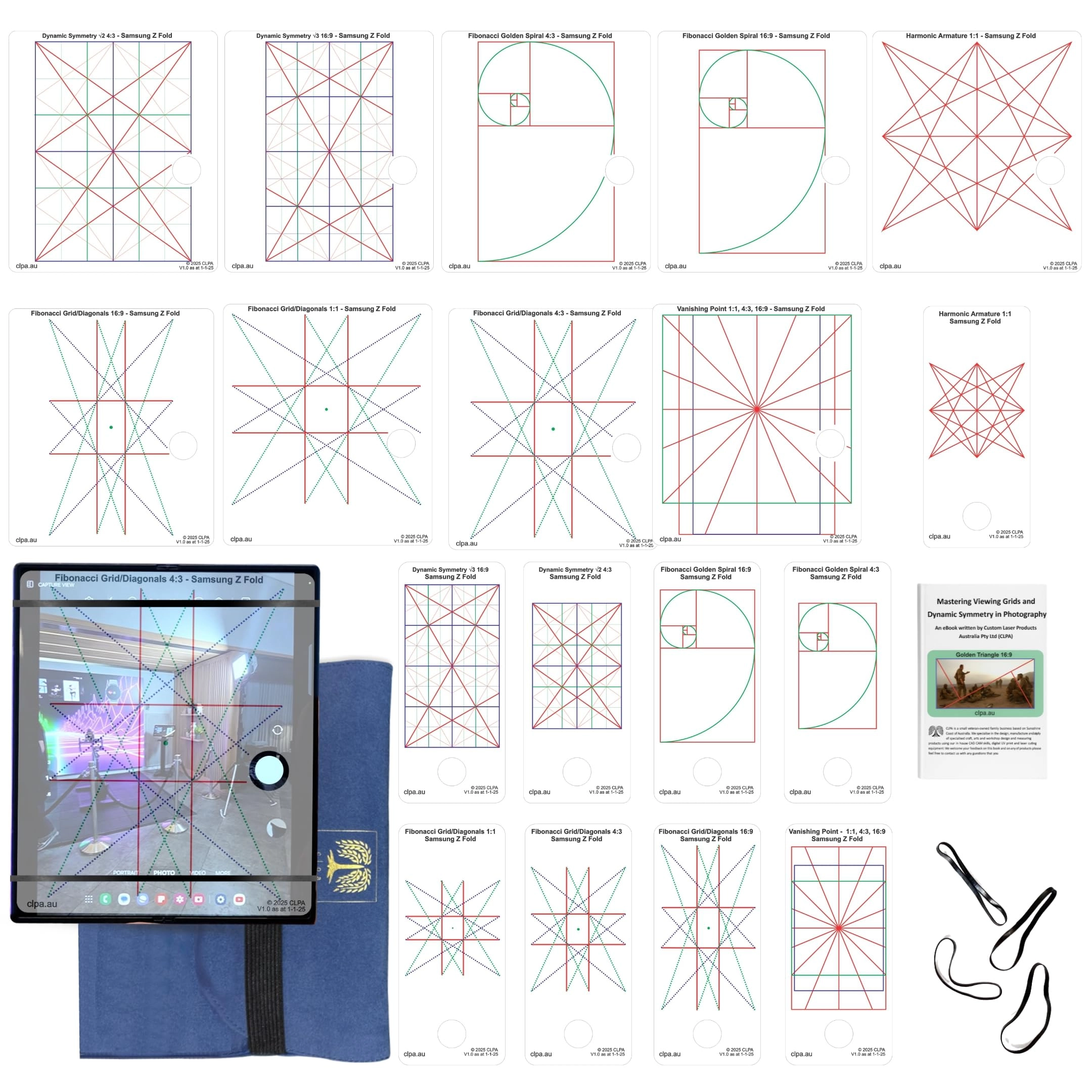 MTT PL Smartphone Composition Viewer - Samsung Z Fold Compatible 9-Grid Overlays