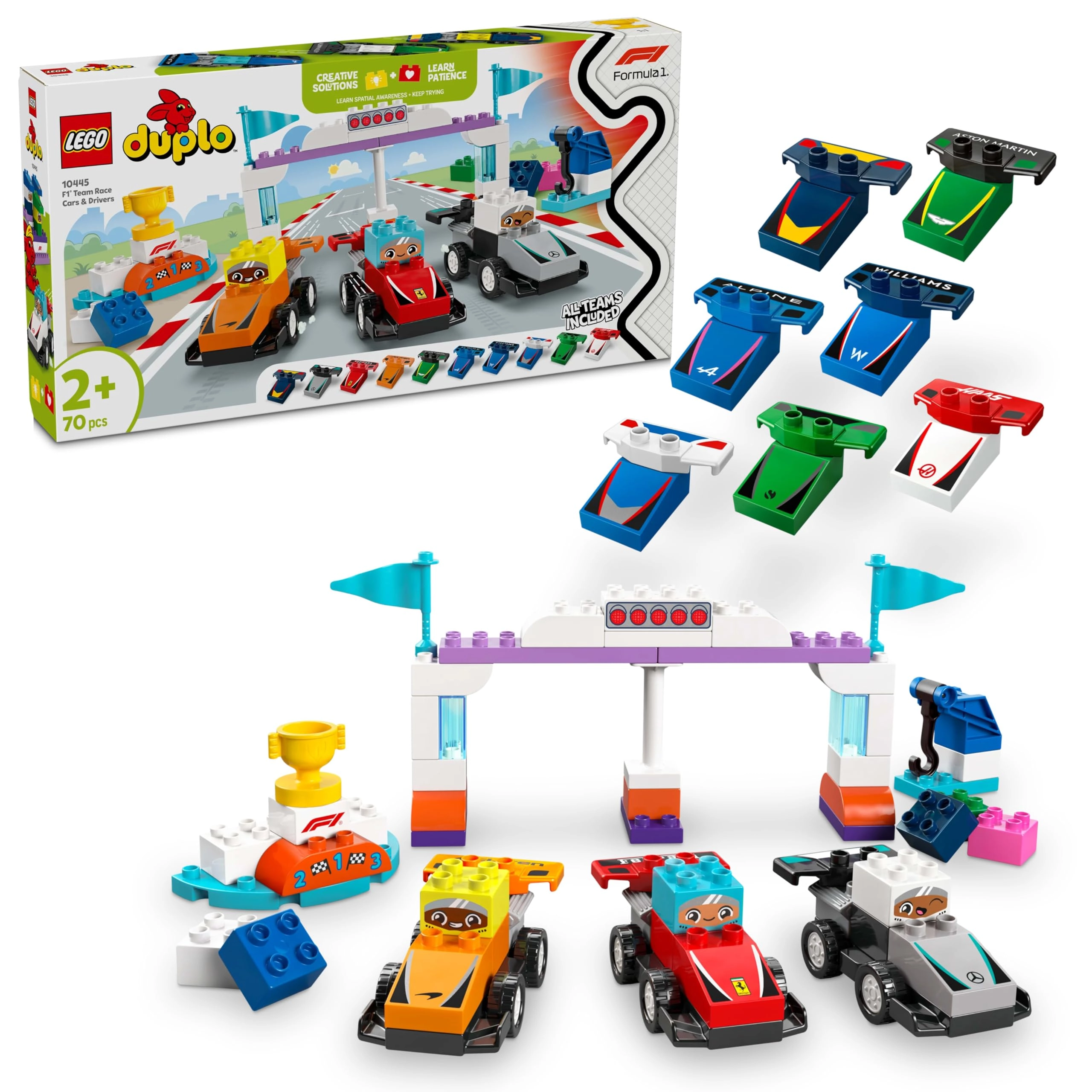 DUPLO Town F1 Team Race Cars & Drivers - 2 Plus Year multicolor