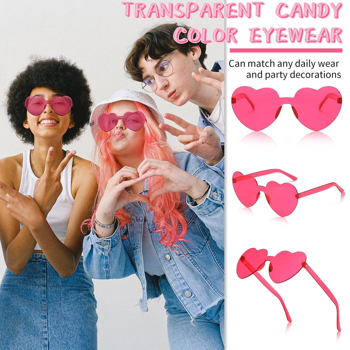 Heart Sunglasses - Transparent Pack