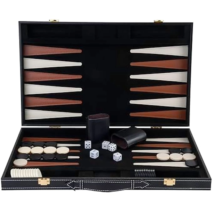 LUXURY BACKGAMMON - FAUX LEATHER EXTERIOR SPECIAL FELT INLAY