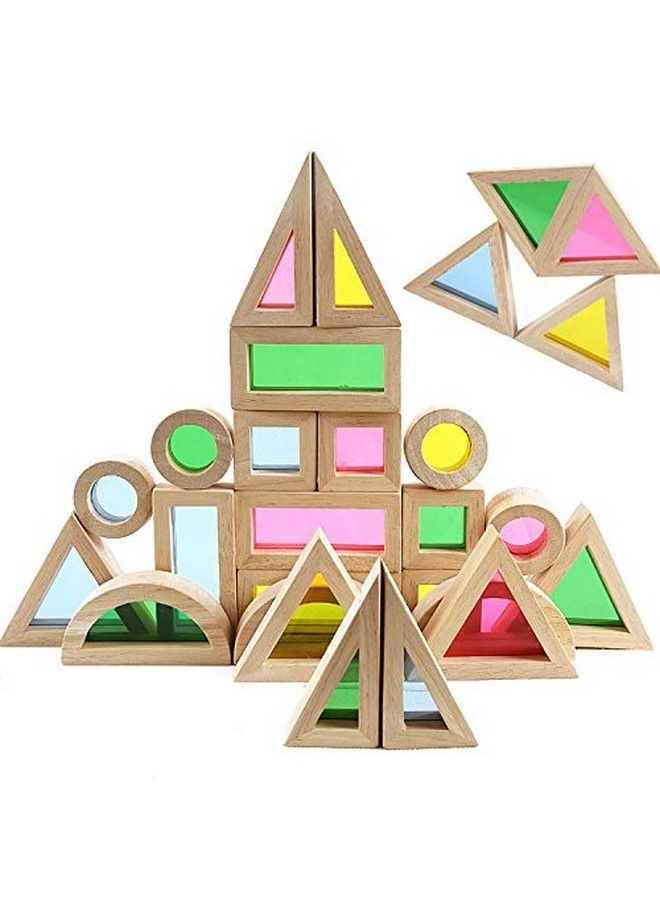 Wood Building Blocks - Rainbow 24 pcs
