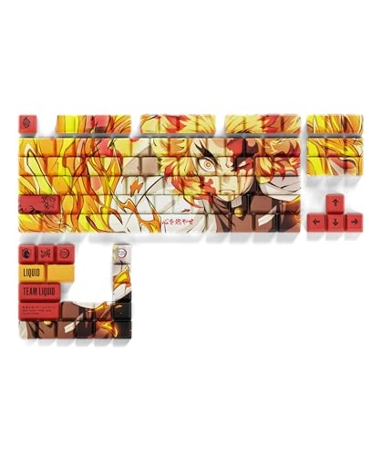 Demon Slayer Kimetsu No Yaiba Kyojuro Rengoku Keycaps - US Layout Wired