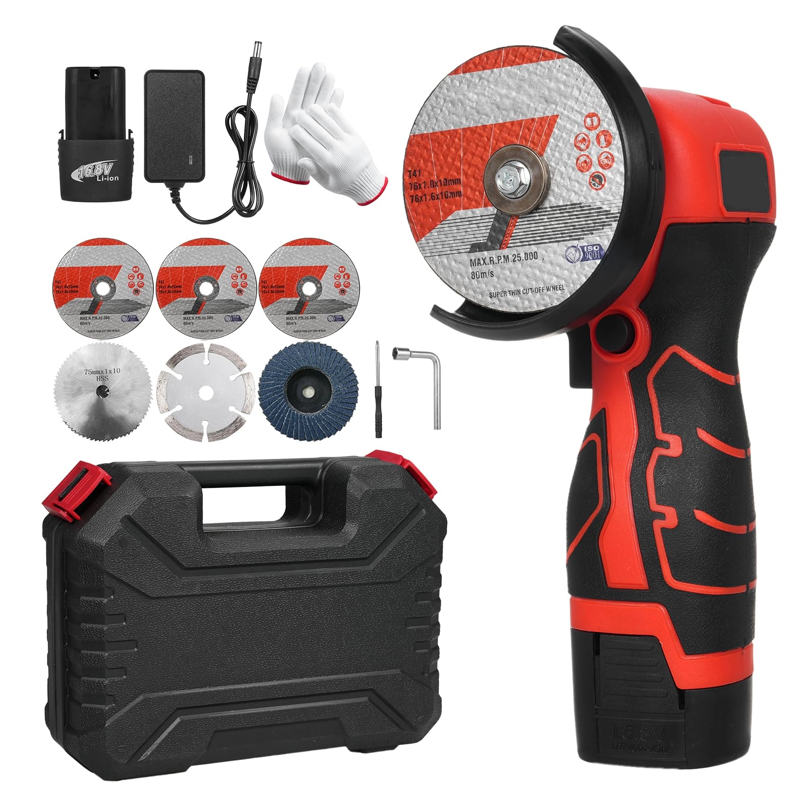 Cordless Angle Grinder - 7000RPM 16.8V 2000mAh