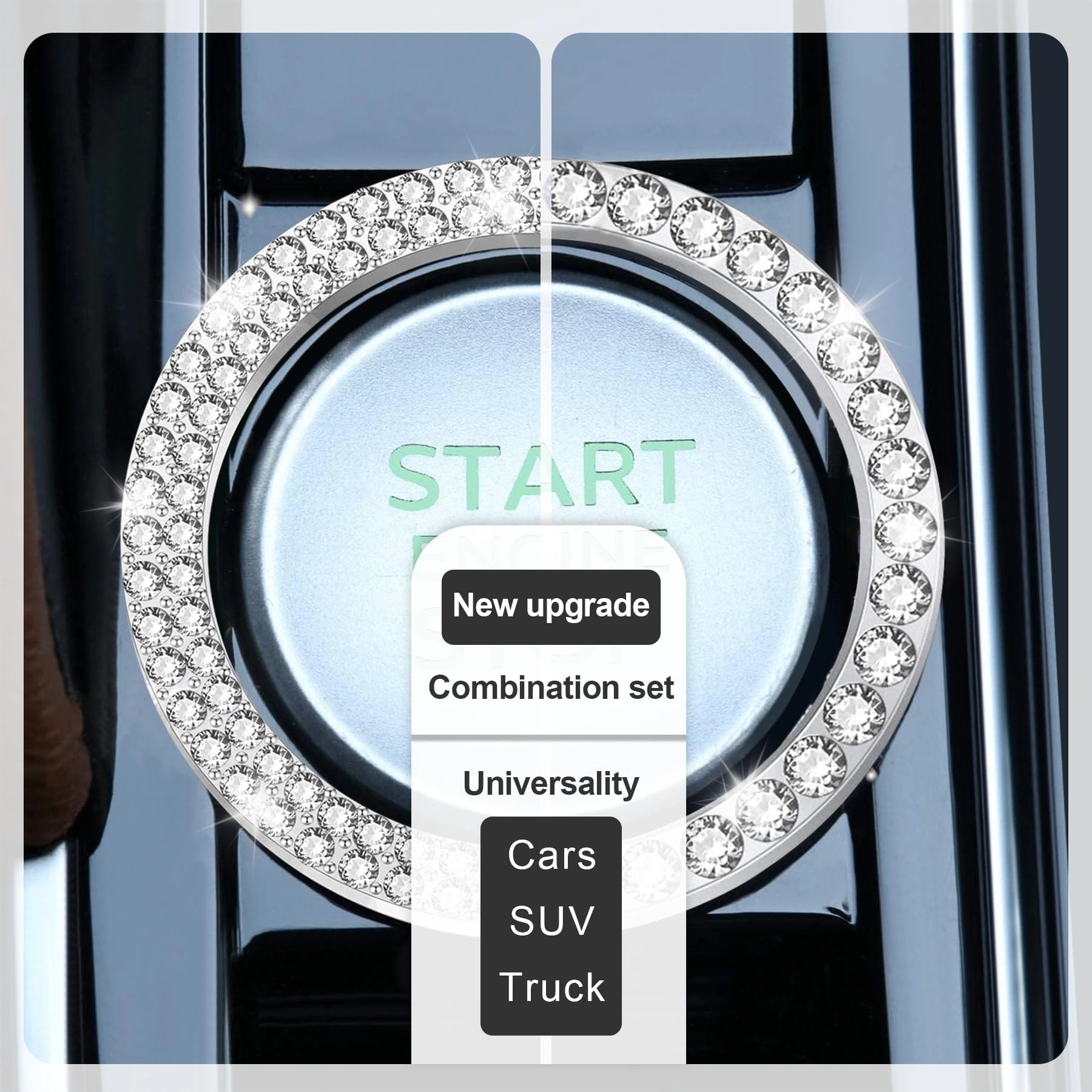Crystal Combinatorial Rhinestone Engine Start Decoration Ring