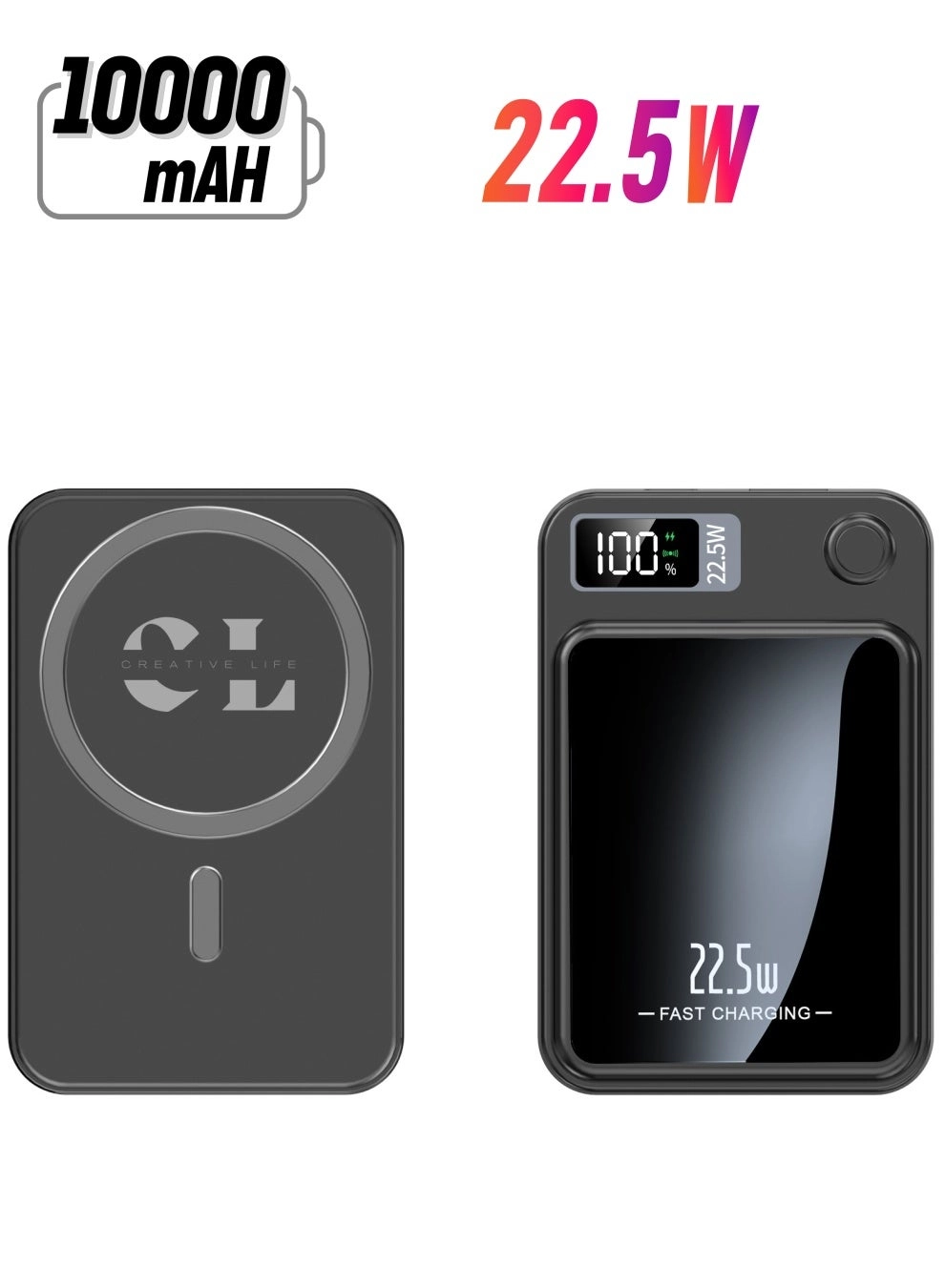 CREATIVE LIFE Magnetic Wireless Power Bank - 10000mAh 22.5W