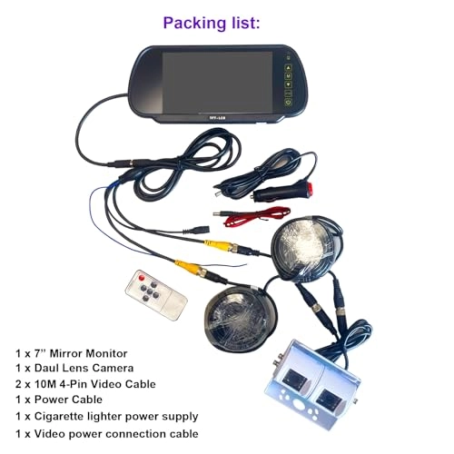 Rearview Camera - Night Vision + 7" TFT LCD Monitor - 800x480