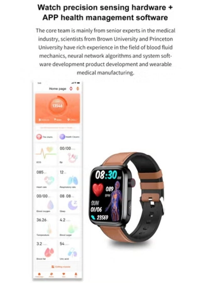 Glucose Monitoring Smart Watch - ECG Bluetooth Call SpO2