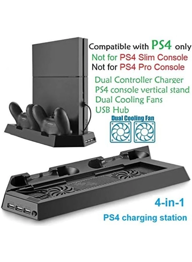 Vertical Stand Cooling Fan - 4 in 1 PS4 2 Controller Charging
