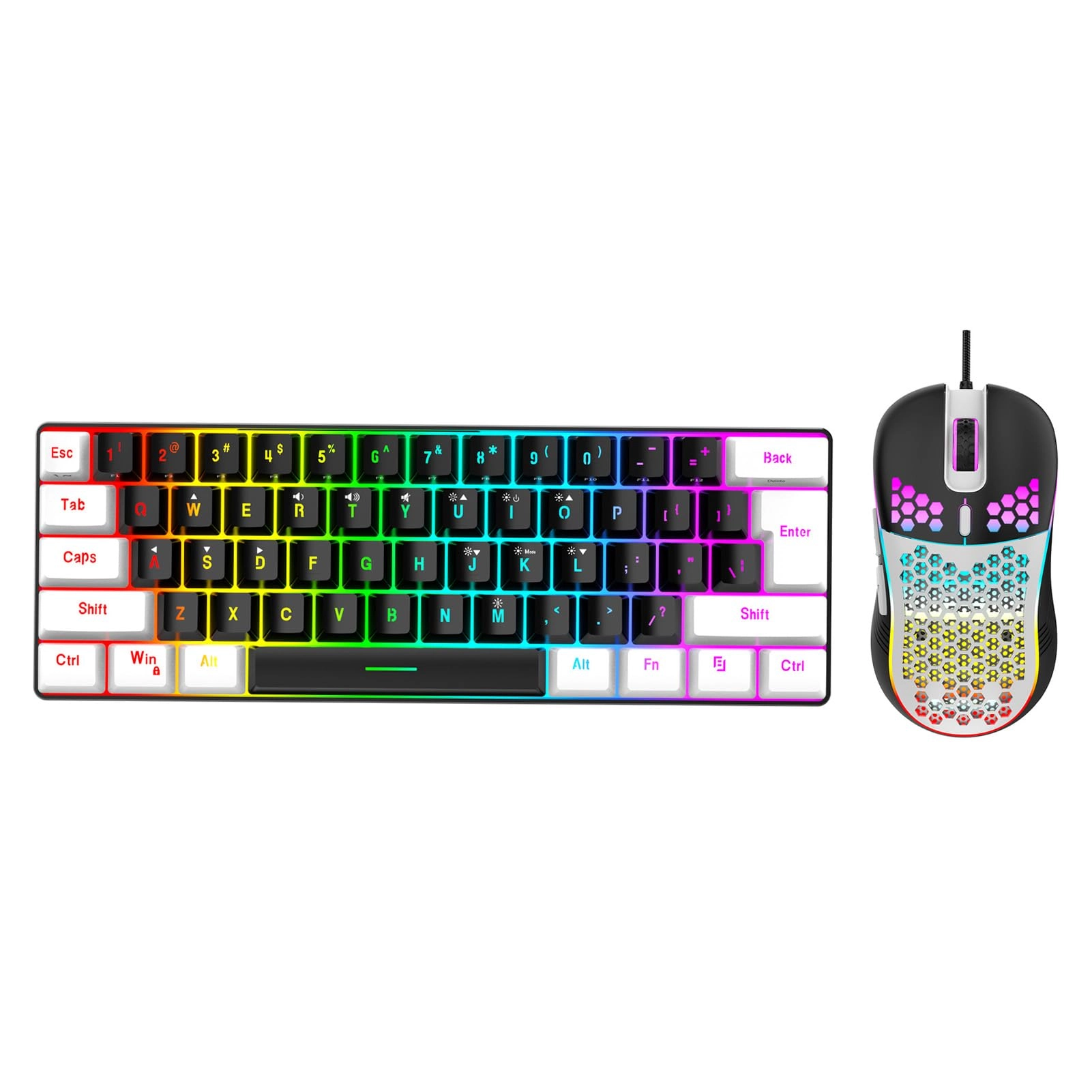 60% Wired Gaming Keyboard - Wired + Gaming Mouse