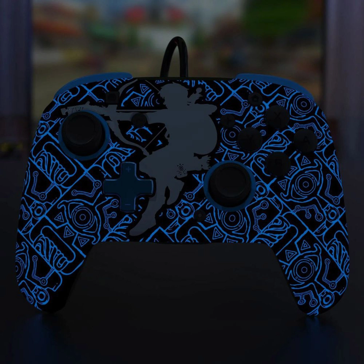 Nintendo Switch Sheikah Shoot Rematch Glow Wired Controller Black/Blue