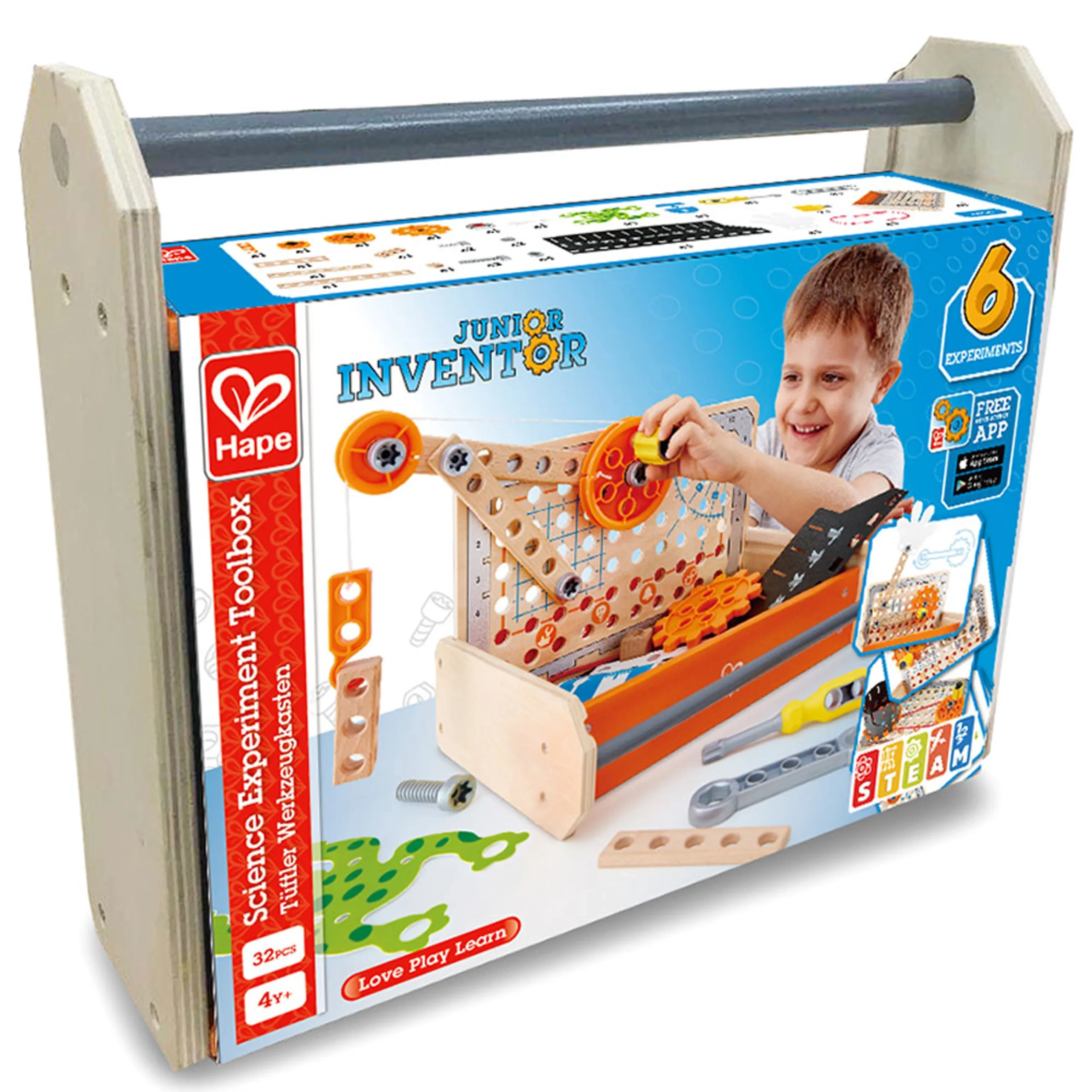 Hape Junior Inventor Science Experiment Toolbox Kit - 32 pieces