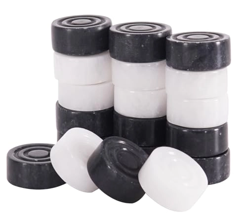 Marble Checker Figures - 32 Pieces Black and White
