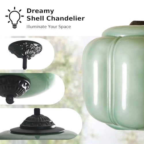 Antique Black Milk Glass Ceiling Light Fixture - 9.8 Inch Green