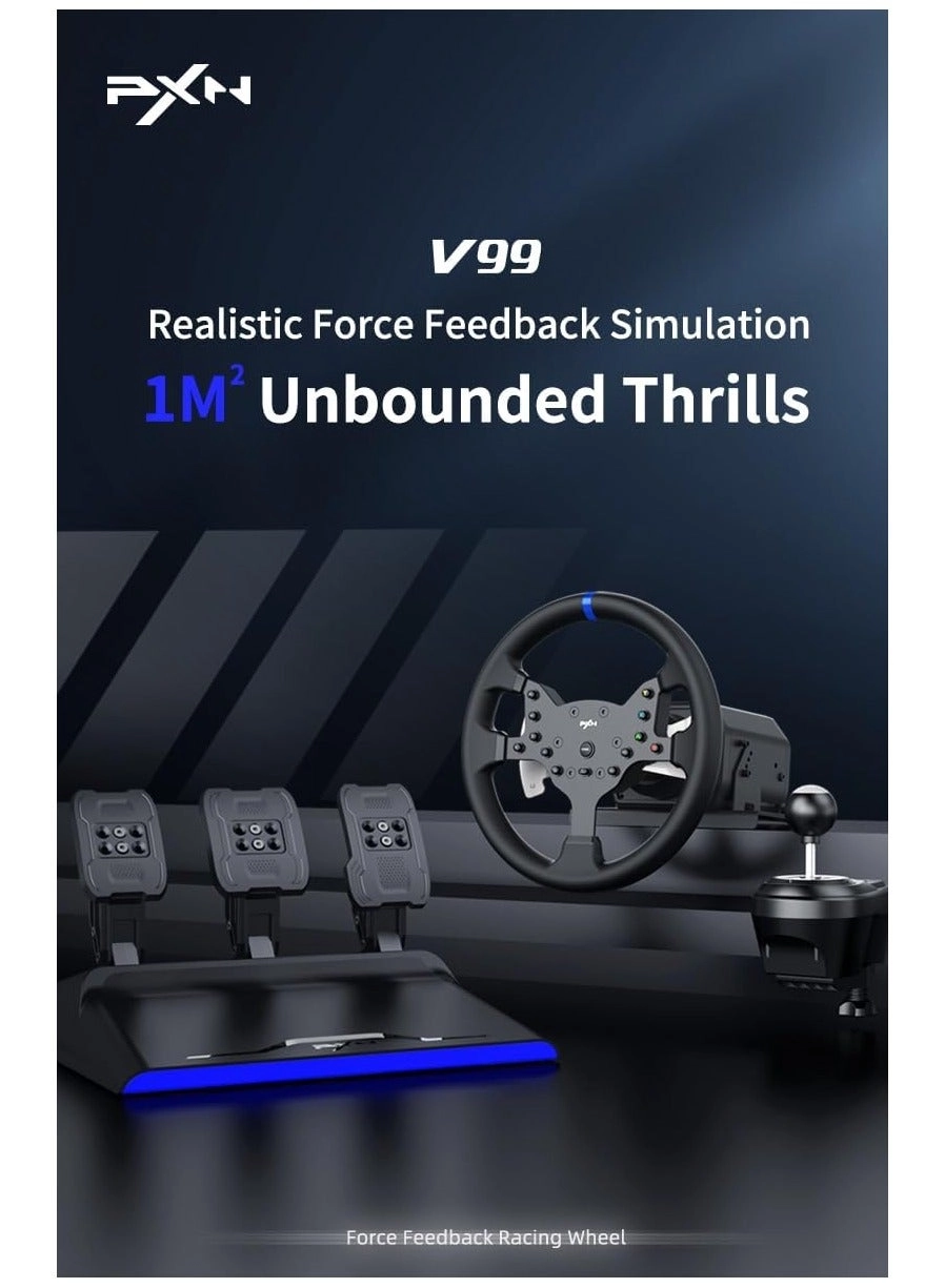 V99 Racing Wheel & Pedals - PC PS4 PS3 Xbox One Xbox Series X/S