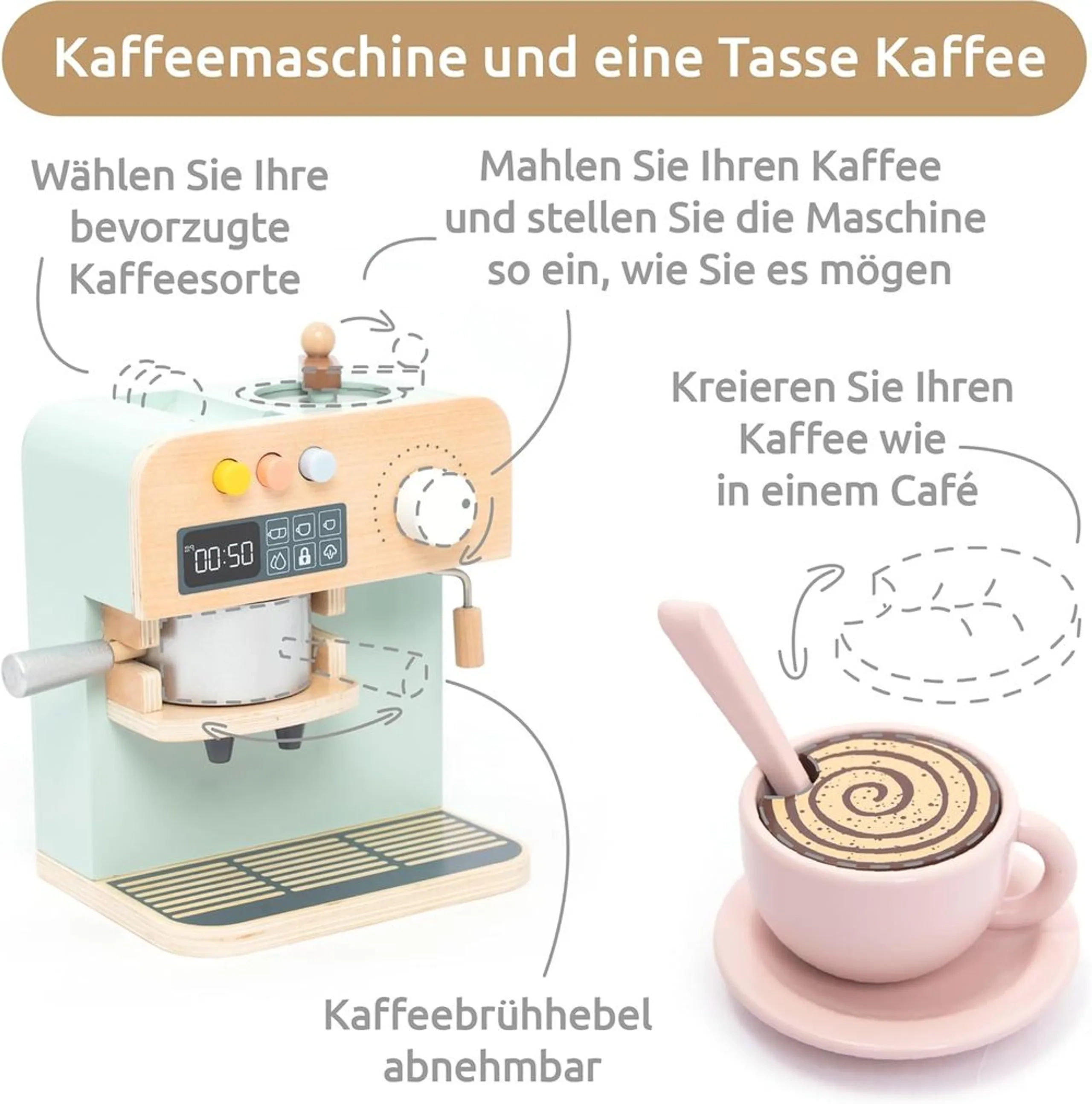 Wooden Children Coffee Maker Pretend Play Set - 23 pcs (FP-2104-59)