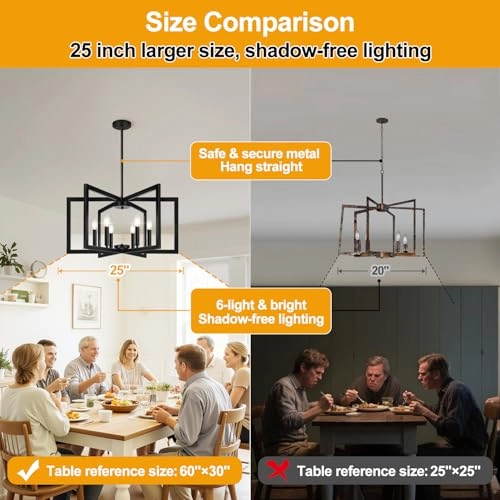 6-Light Chandelier - 25.2" to 61.2"