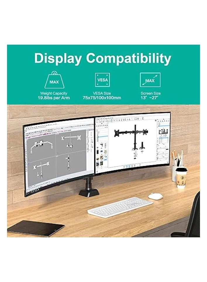 Dual LCD Monitor Desk Mount Stand - 2 27in