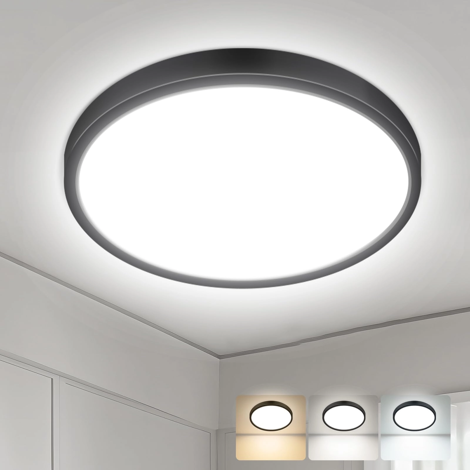 Dimmable Flush Mount LED Ceiling Light - 3000K-4500K-6000K