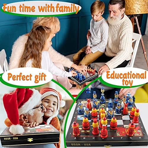 Cold War Souvenir Wooden Chess Set - Hand Carved Matryoshka Dolls